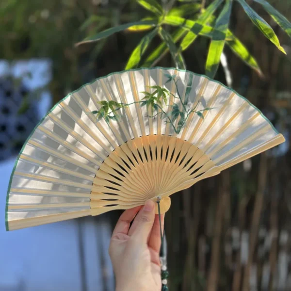 Handcrafted Suzhou Embroidery Bamboo Silk Folding Fan