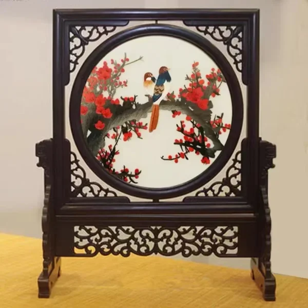 Double-Sided Suzhou Embroidery Birds Hand Embroidered Painting Framed