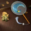 Chinese Silk Suzhou Embroidered Round Fan Wooden Handle