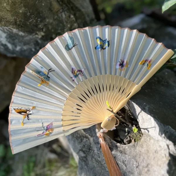 Handcrafted Suzhou Embroidery Bamboo Silk Folding Fan